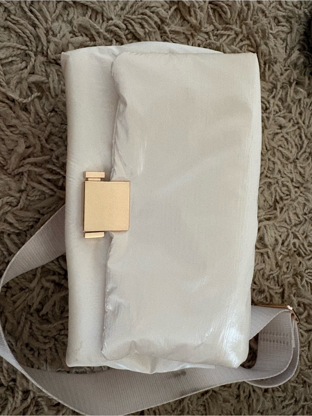 Women’s Cream White Shoulder Bag with Gold Hardware